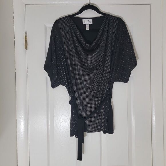 Joseph Ribkoff Belted Tunic Blouse Batwing Short Sleeve Black Plus Size 18 - Picture 15 of 16